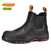 حذاء تشيلسي أسود من الجلد سهل الارتداء للعمل معتمد M-8025NB BK InstaGuard Chelsea BK