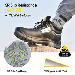 حذاء عمل واقٍ أسود من الفولاذ المقاوم للصدأ VortiGard™ للمواقع طراز M-8027 WorkGuard Pro