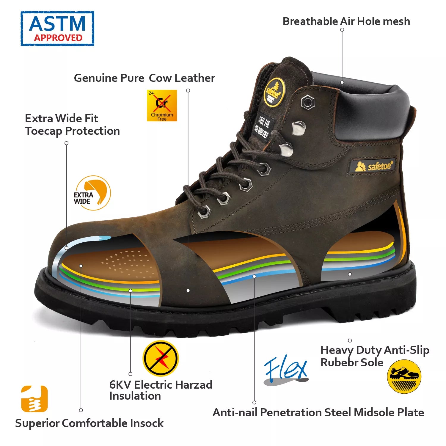 Classical Wedge Safety Boots M-8179 Super